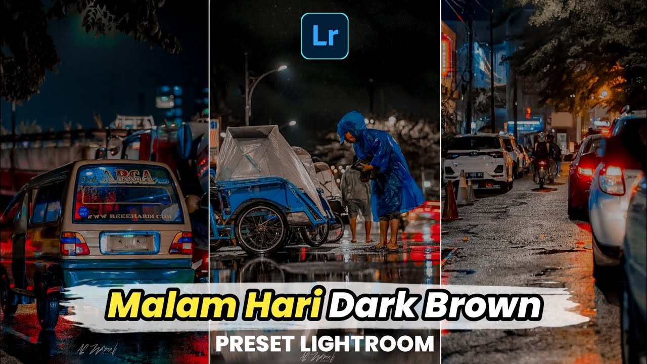 50个高清蓝红色夜景LR、PS照片预设 Preset Malam Hari Dark Brown